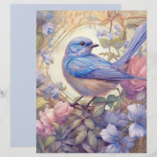 Vintage Cottage Chic Bluebird Scrapbook Paper