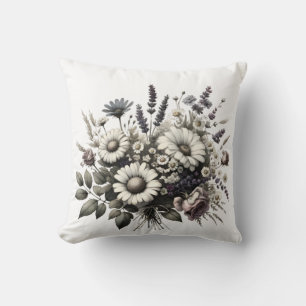Vintage Cottage core flowers Throw Pillow