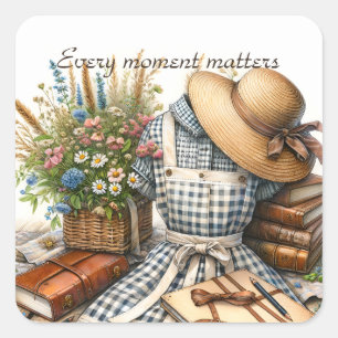 Vintage Cottage core picnic Square Sticker