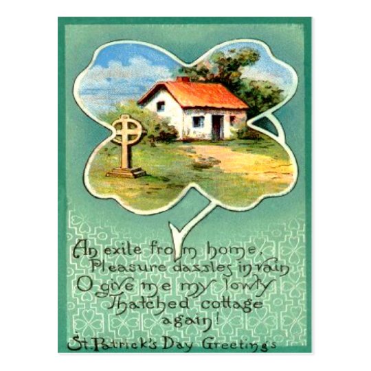 Vintage Cottage Irish Cross St Patrick's Day Card