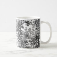 Vintage Cottage Landscape Toile-Black & White