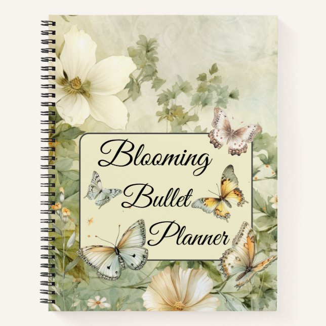 Vintage Cottage Wildflower Blooming Bullet Planner Notebook (Front)