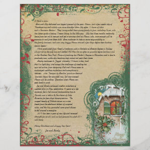 Vintage Cottage Winter Scene Christmas Letter