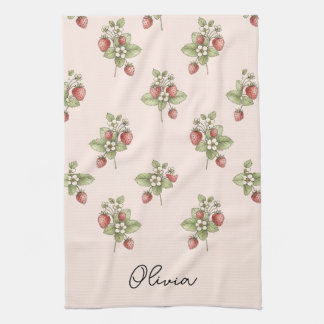 Vintage Cottagecore Aesthetic Berries and Blooms Kitchen Towel