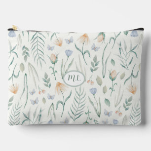 Vintage Cottagecore Botanical Herbarium Monogram Accessory Pouch