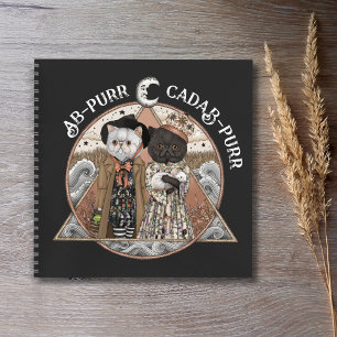 Vintage Cottagecore Cat Witches Halloween Notebook