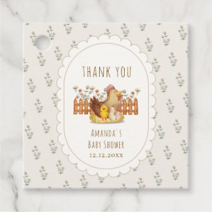 Vintage Cottagecore Chicken Floral Baby Shower  Favour Tags