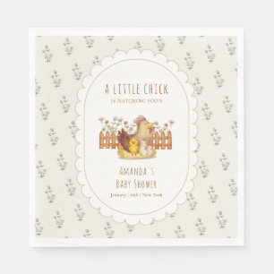 Vintage Cottagecore Chicken Floral Baby Shower Napkin