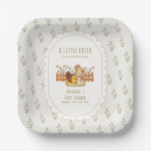 Vintage Cottagecore Chicken Floral Baby Shower Paper Plate