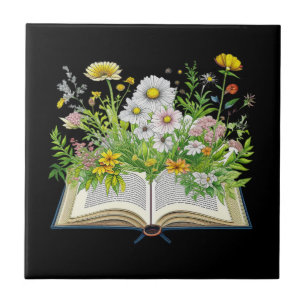 Vintage Cottagecore design with wildflowers Tile