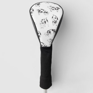 Vintage Cottagecore Pig LineArt Minimalist Pattern Golf Head Cover