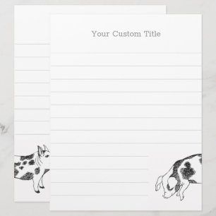 Vintage Cottagecore Pig LineArt Minimalist Pattern Letterhead