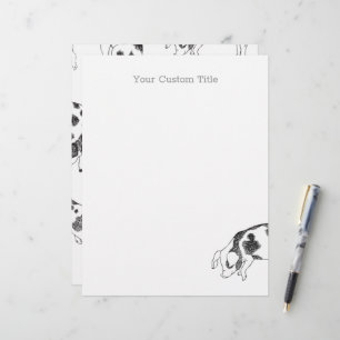 Vintage Cottagecore Pig LineArt Minimalist Pattern Letterhead