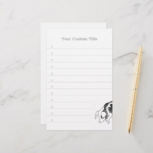 Vintage Cottagecore Pig LineArt Minimalist Pattern Stationery