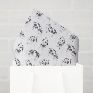 Vintage Cottagecore Pig LineArt Minimalist Pattern Tissue Paper