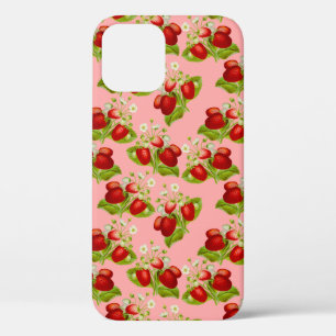 vintage cottagecore strawberries pink strawberry iPhone 12 case