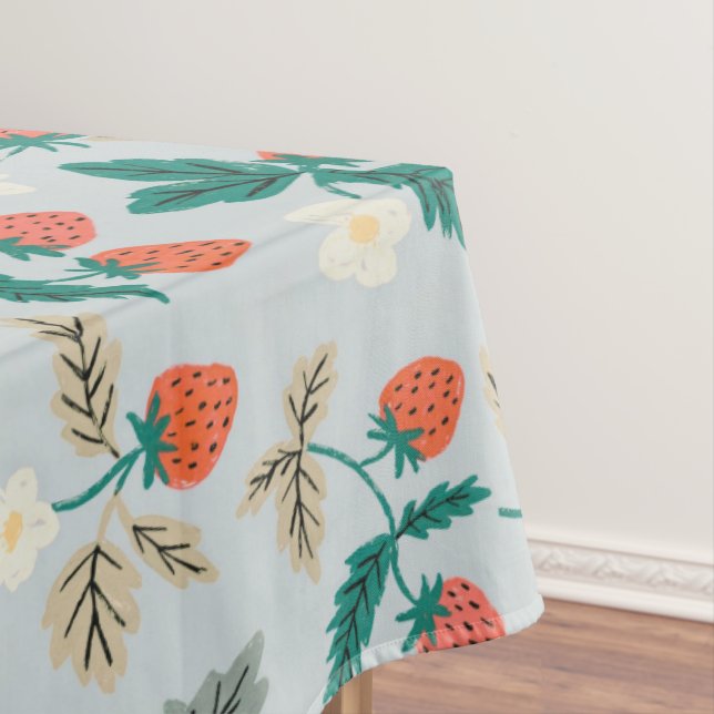 Vintage Cottagecore Strawberry Pattern Tablecloth (In Situ)