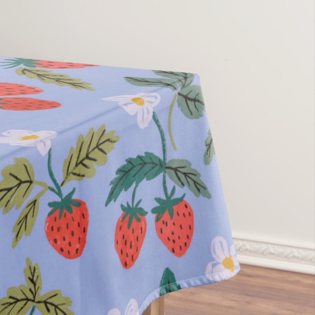 Vintage Cottagecore Strawberry Pattern Tablecloth (In Situ)