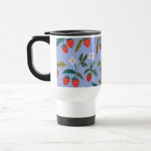 Vintage Cottagecore Strawberry Pattern Travel Mug