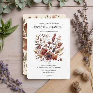 Vintage Cottagecore Watercolor Terracotta Floral Invitation