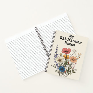 Vintage Cottagecore Wildflower Illustration  Notebook