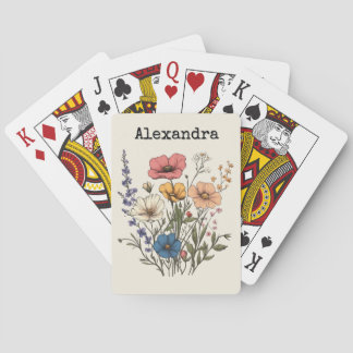 Vintage Cottagecore Wildflower Illustration  Playing Cards