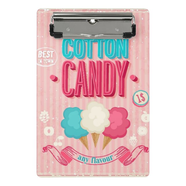 Vintage Cotton Candy Poster Mini Clipboard (Front)