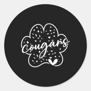 Vintage Cougars School Sports Team Spirit Back To  Classic Round Sticker