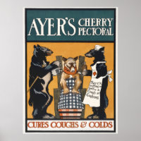 Vintage Cough Syrup Advertisement Poster