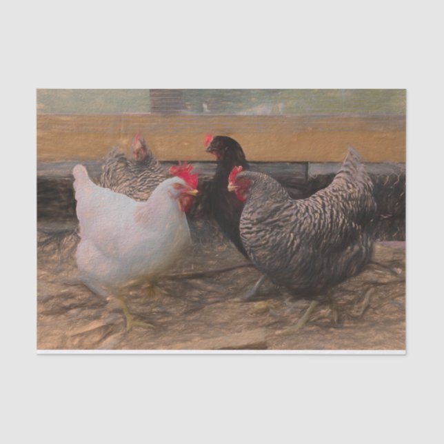 Vintage Country Barnyard Chicken Tissue Paper (Front)