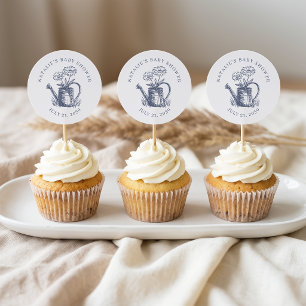 Vintage Country Charm Baby Shower Favour Topper Classic Round Sticker