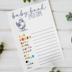 Vintage Country Charm Book Emoji Baby Shower Game Poster