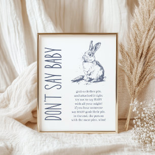 Vintage Country Charm Dont Say Baby Shower Game Poster