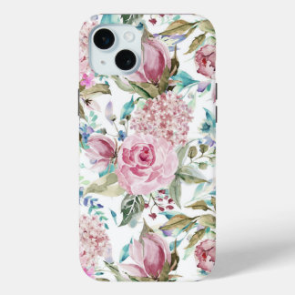 Vintage Country Chic Pink Teal Lavender Floral iPhone 15 Mini Case
