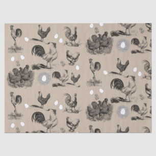 Vintage Country Chicken Rooster Egg Pattern  Tissue Paper