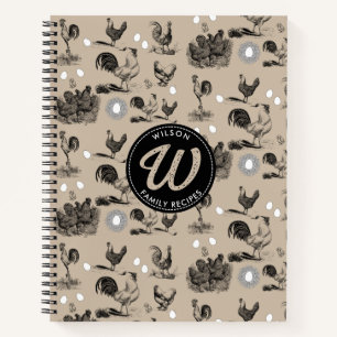 Vintage Country Chicken Rooster Egg Recipe Notebook