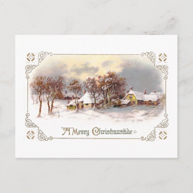 Vintage Country Christmas Holiday Postcard (Front)