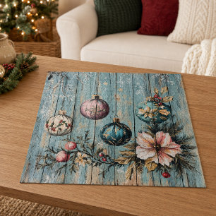 Vintage Country Christmas Rustic Farmhouse Wood Jigsaw Puzzle