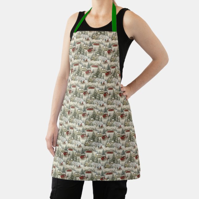Vintage Country Christmas Scene Apron (Insitu)