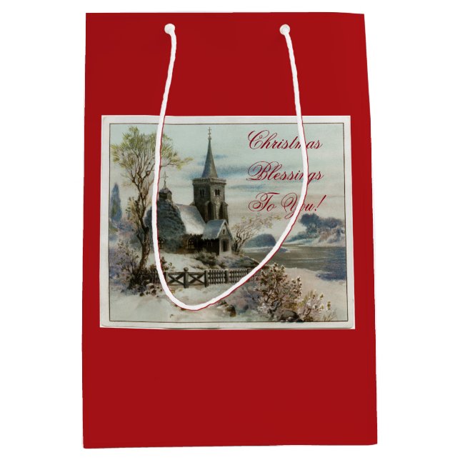 Vintage Country Church Medium Gift Bag (Front)
