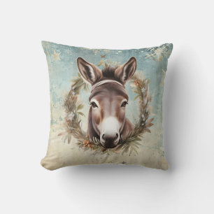 Vintage country Donkey Christmas Throw Pillow