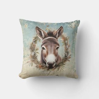 Vintage country Donkey Christmas Throw Pillow