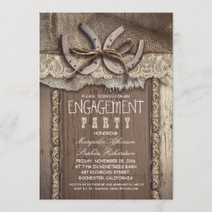 vintage country engagement party invitations