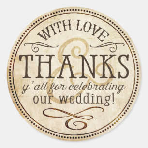 Vintage Country Farm Rustic Thank You Classic Round Sticker