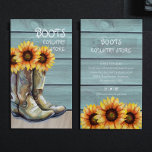 Vintage Country Farm Sunflower Rustic Nature Business Card<br><div class="desc">This vintage styled design with rustic cowboy boots filled with sunflowers. On the reverse is your personalized contact details. Simply edit the text in the text boxes provided. #country #countrymusic #countrylife #cowboy #cowgirl #nature #love #countrygirl #farm #countryside #countryliving rural#beautiful #farmlife #rural #western #smallbusiness #businesscard #graphicdesign #design #branding #businesscards #business #businesscarddesign...</div>