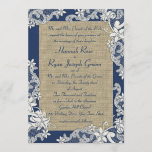Vintage Country Floral and Burlap Invitation