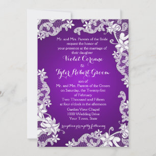 Vintage Country Floral Design Purple Invitation