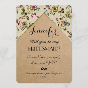 Vintage Country Floral & Gold Trim Recycled Paper Invitation