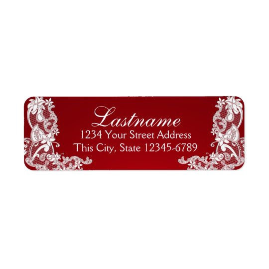 Vintage Country Floral Lace Red Return Address Label