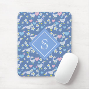 Vintage Country Geese Pattern Monogram Mouse Pad